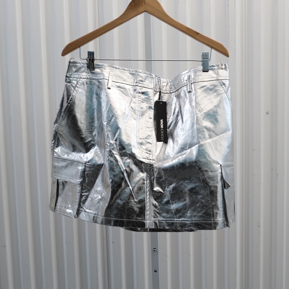 NWT Fashion Nova Till The World Ends Metallic Skirt Women Size 1X